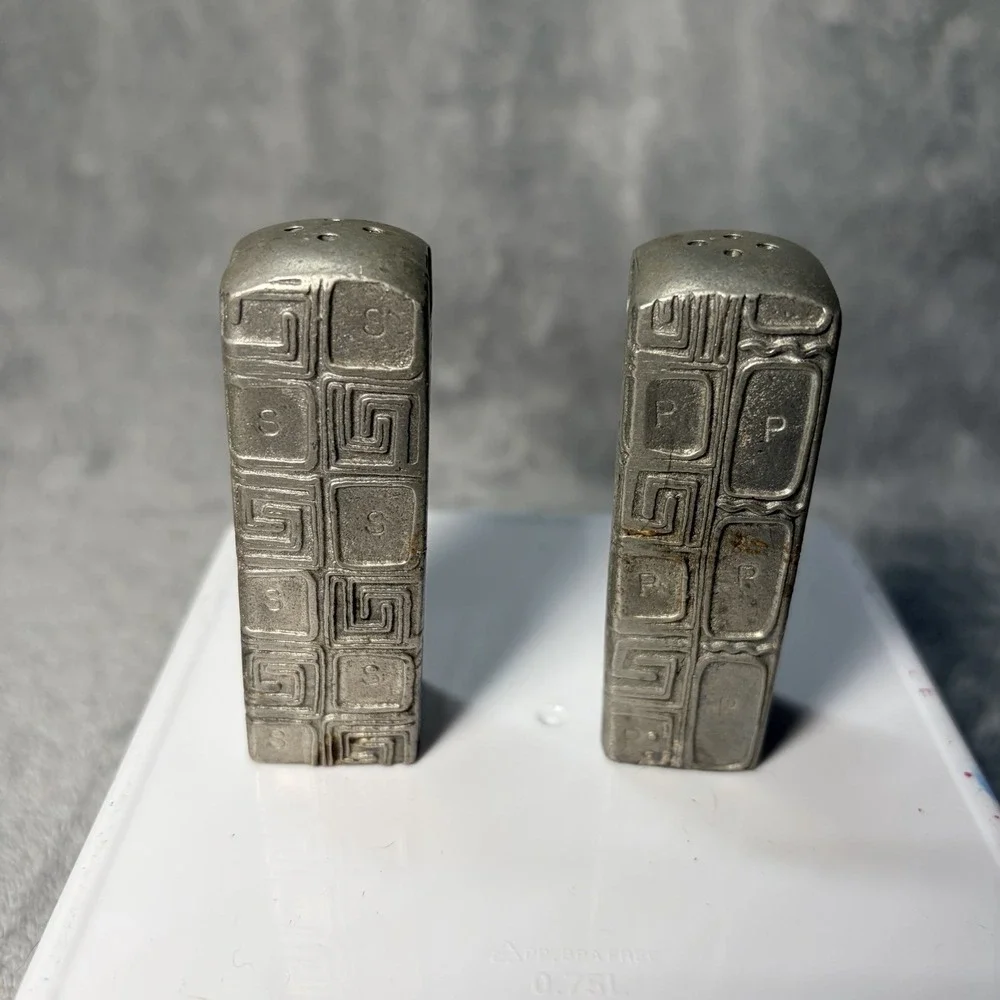 vintage metal mayans salt and pepper shakers heavy & durable
